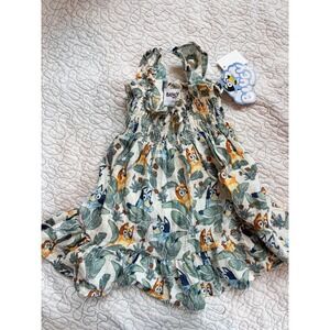 Bluey Bingo Tropical Floral Smocked Sun Dress Toddler Girls 18 Months